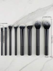 Set Of 8 Black Long-Handled Makeup Brushes, Including Blush Brush, Loose Powder, Contour Brush, Eyeshadow Brush, Blending Brush And Highlighter Brush,Brush Set,Makeup Brush Kit,Make Up Brush Set,Make Up Set Complete,Makeup Brush Set,Complete Makeup Kit,Brush Kit,Brushes Makeup Set,Makeup Gift Set - Black - View 9