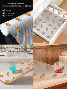 1roll Clear Carrot Drawer Liner,Drawer Pad, Cabinet Waterproof And Moisture-Proof Pad, Kitchen Cabinet Sticker, Special Paper For Countertop, Wardrobe Shoe Cabinet Pad - Carrot - View 2