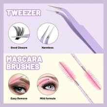 570 Pcs DIY Lash Clusters Kit, 30D~100D Pre Map Volume Eyelash Clusters Kit,Mix Lengths Individual Extensions With Dual End Bond And Seal And Tweezers For DIY At Home Use (8-16mm ) - màu đen - Xem 8