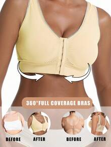 3pcs Women'S Removable Pad Sports Bra For Women, Zip-Up Design With Padded Support, Bras For Women Breathable And Skin-Friendly, Without Steel Ring, Shockproof And Anti-Sagging Yoga Underwear, Perfect For Sports, Fitness, And Yoga - Color B - 查看 2