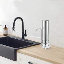 SanBouSi Countertop Filtration System Stainless Steel Countertop Filter Modern Faucet Water Filter Alkaline Water Filter For Home Kitchen Bathroom - Silver - View 4
