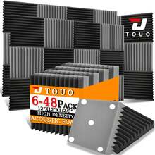 TOUO Sound-Absorbing Foam 6-48 Pcs Acoustic Foam Panels Wall Soundproofing Studio Acoustic Treatment Sound Absorbing Material