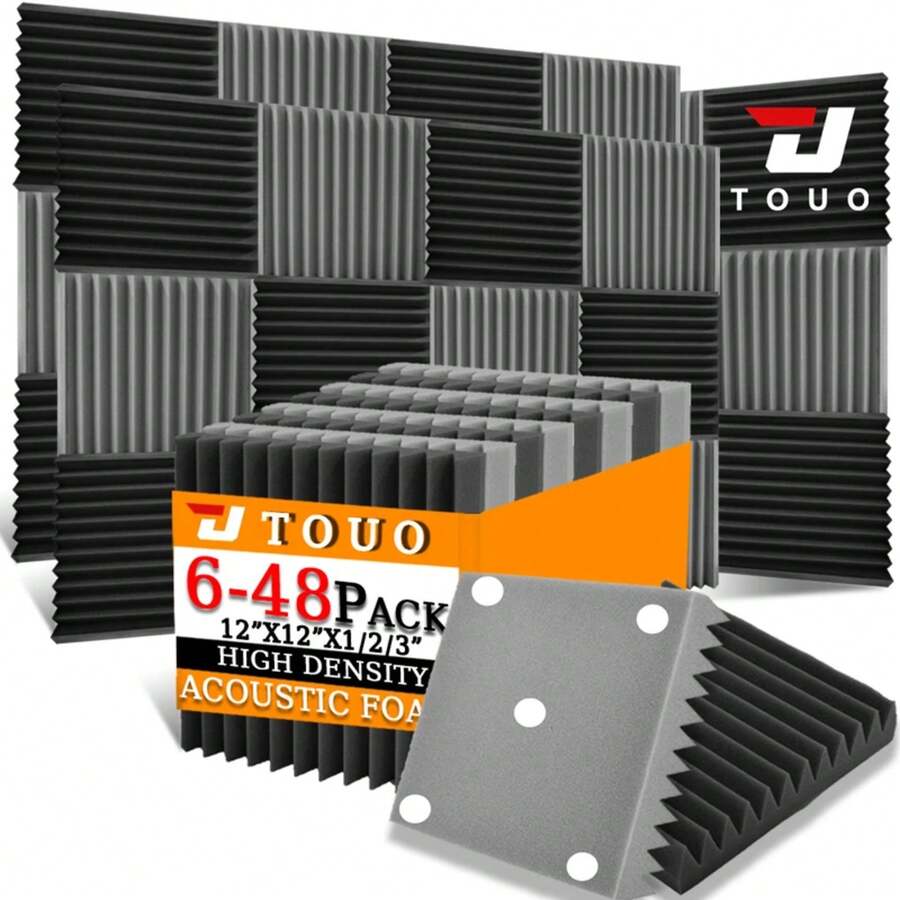 TOUO Sound-Absorbing Foam 6-48 Pcs Acoustic Foam Panels Wall Soundproofing Studio Acoustic Treatment Sound Absorbing Material