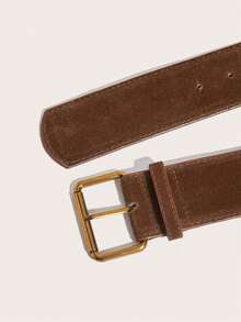 1pc Brown Fluffy Vintage Casual PU Leather Belt, Suitable For Autumn/Winter Outfits Summer, School Fall, Autumn, Halloween - 酒紅色 - 查看 7