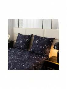 Set di biancheria da letto con motivo a costellazione, 200x200cm, include 2 federe 70x80cm - Multicolore - Visualizzare 5
