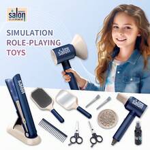 儿童角色扮演吹风机和直发器发型设计套装玩具，公主化妆美容沙龙装扮玩具套装，适合女孩的礼物
