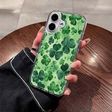 Clover Pattern Mobile Phone Case Decorated With Vibrant Green Leaves And Fresh Spring Design Suitable For IPhone 17 16 15 14 13 12 11 Pro Plus Promax Models TPU Material Shockproof Protection It Is A Great Gift For Family Friends Children Birthdays Spring Festival Holidays Boyfriends Girlfriends And Valentine's Day - 無色 - 查看 4