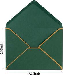 50 Pack Envelopes Dark Green 5 X Self-Adhesive V Flap Envelopes With Gold Border Office, Greeting Card, Wedding, Graduation, Shower, Parties, Invitations (Dark Green, 5x7) - 藏蓝色 - 查看 9