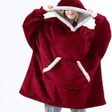 Oversized Wearable Hoodie Blanket, Soft Fuzzy Microfiber & Sherpa Wearable Blanket Sweater With Giant