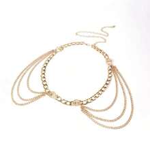 Fashionable Personalized Tassel Multi-Layer Metal Waist Chain Dress Decorative Belt - Gold - View 2