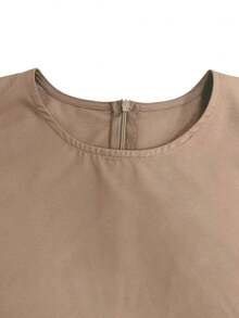 纯色简约时尚高端系带女士阿拉伯长袖罩袍 - 卡其色 - 查看 5