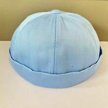 Berretto basco stile marinaio casual di moda in colore tinta unita, lavato in denim, unisex, antivento, adatto per autunno e inverno