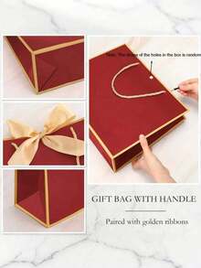 10 Stücke Weihnachtsgeschenktüten, Kraftpapier Geschenktüten mit Schleifen-Bändern, Weihnachtsgeschenk-Verpackung Einkaufstüten, Neujahr Dankeschön Geschenktüten mit Griffen, horizontale Papiertüten für Hochzeit Brautjungfern Dankeschön, Frauen Männer, mit Griffen für Geburtstag Hochzeit Brautjungfern Party Gastgeschenke, Einzelhandelstüten Aufbewahrungstüten (Burgunderrot)