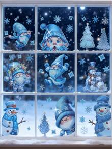 132 piezas Pegatinas navideñas de vinilo para ventanas, pegatinas de ventana con purpurina de gnomos y copos de nieve para vidrio, decoraciones navideñas para el hogar, fiestas navideñas, decoración de habitaciones, regalos navideños, decoración del hogar