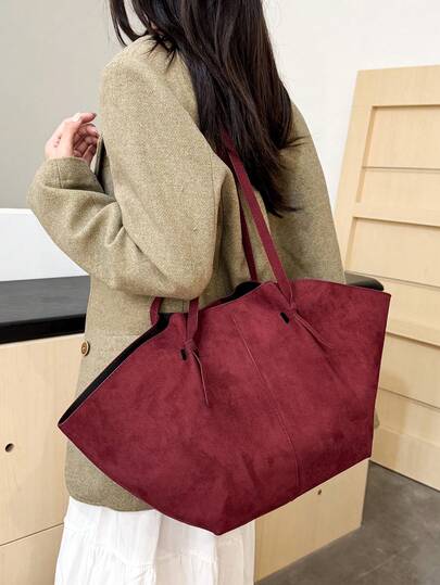 حقيبة تسوق عصرية رجعية، سعة كبيرة، متعددة الاستخدامات، بسيطة، حقيبة كتف/إبط للتنقل