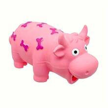 1pc Squeaky Ox Pattern Rubber Dog Chew Screaming Cow, Durable Teething Squeak Toy For Medium Dogs - No Battery Required - Multicolor - View 14