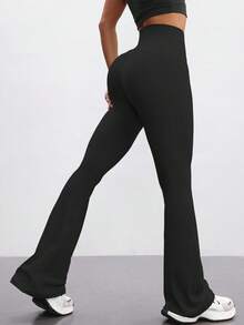 FWH 时尚休闲简约提臀蜜桃臀时尚优雅街头复古显瘦低调奢华拉长腿部线条经典简约高端显瘦高腰百搭喇叭裤新款欧式束腰健身阔腿瑜伽裤紧身裤