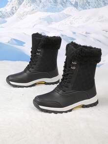 Women's Versatile Casual Fashion Thick-Sole Shock-Absorbing Warm Snow Boots - Black - View 6