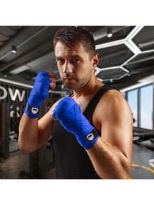 Vendas de boxeo, guardamanos de boxeo, vendas elásticas para manos, paquete de 2 vendas deportivas (5), vendas para artes marciales mixtas Guardamanos elásticos para protección de muñecas y nudillos - Azul marino - Ver 3