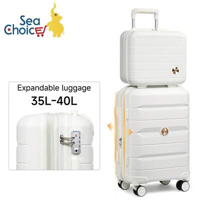 Juego de maletas con trolley de Sea Choice, set de 2 maletas con estuche de belleza, 100% polipropileno, maleta de viaje de carcasa rígida y con ruedas