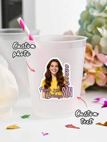 Birthday Sticker Canva Editable Template, Birthday Party Styrofoam Cup Design, Birthday Party Sticker Template, Customize Party Cup, Digital, Face Stickers, Photo Stickers, Birthday Stickers, Custom Photo Stickers, Custom Face Stickers, 21st, 30th, 40th, 50th, - Multicolor - View 12