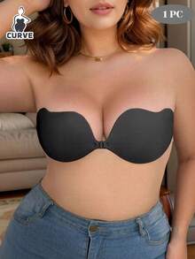 2 双加大码自粘式胸罩，聚拢无肩带自粘式低胸胸罩，隐形露背自粘式胸罩 - 适合连衣裙、婚纱和日常穿着