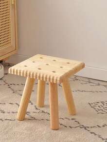 1pc Wooden Round/Square Cookie-Shaped Stool, Suitable For Entryway Shoe Bench, Living Room Decor Shelf, Plant Stand, Multi-Purpose Decoration
