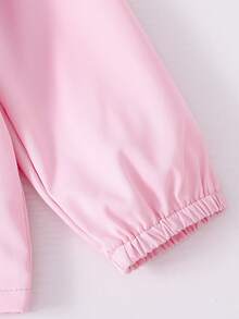 Baby Girl Pink & Burgundy Patchwork Hooded Top And Burgundy Sports Pants Set, Autumn/Winter - Hot Pink - View 5