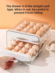 1 pieza Bandeja refrigeradora para huevos de 2 capas de gran capacidad, recipiente de almacenamiento de huevos con cajón de plástico transparente, organizador apilable para huevos que se adapta a la bandeja de huevos del refrigerador de la cocina