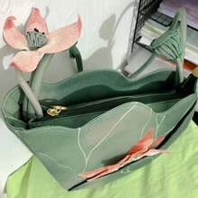 Hanfu & Cheongsam Embroidered Lotus Bag – Chinese Style Crossbody Shoulder Purse For Women, Elegant Vintage Aesthetic Tote, Zen-Inspired Handbag For Everyday Or Traditional Outfits - 綠色 - 查看 10