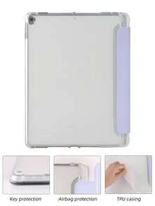 Funda de TPU suave con ranura para lápices y protección contra golpes compatible con iPad Mini4/5/6/7, iPad 9.7/10.2/10.5/10.9/10th Gen, iPad Air 11-pulgadas.(M2)-2024/13-pulgadas.(M2)-2024, iPad Pro 13-pulgadas.(M4)-2024/11-pulgadas.(M4)-2024, iPad Air 13(M3 2025)/11-pulgadas (M3) 2025, iPad (A16) 11 pulgadas 11th Gen 2025, color lavanda