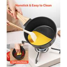 Pentola antiaderente da 1,42 L con coperchio in vetro temperato, pentola per zuppa e verdure con manico rimovibile, pentola per latte e verdure in lega di alluminio, nera - nero - Visualizzare 4
