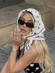 1pc Casual Polka Dot Print 70cm Square Scarf, New Spring/Autumn Bandana For Women, Versatile Waist Belt, Headband, Headwrap, Fashion Neckerchief