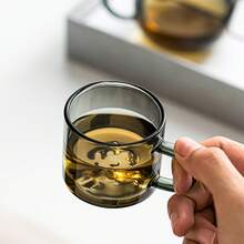 مجموعة أكواب زجاجية شفافة للاستمتاع بمشاهدة الجبال، أكواب شاي داخلية من الزجاج البورسليكاتي عالي الجودة، زجاج شفاف مع مقبض لتذوق الشاي الكونغ فو، أكواب شاي، أكواب قهوة، أكواب عصير