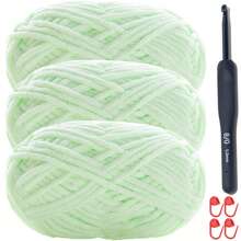 Bộ 3 sợi len ấm 150g, bao gồm dụng cụ đan và bút đánh dấu màu, len dày vừa tự làm thủ công, cuộn len Ice 50g/50m, dùng để đan khăn quàng cổ, giày dép, khăn choàng, áo len, búp bê, v.v. (Bút đánh dấu màu ngẫu nhiên) - Nhiều màu - Xem 13