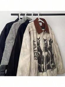American Retro Old Wasteland Style Workwear Jacket Men's And Women's Spring And Autumn Fashion Brand Japanese Loose Dirty Washed Printed Jacket - 杏色夾克 加入收藏夾併購買 優先發貨 - 查看 5