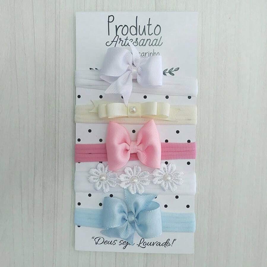 Promoção Kit Faixinha Acessório de Cabelo Para Menina Bebê Charmoso Cores - Multicolorido - Visão 1