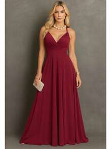 Long Bridesmaid Dress Cheap Women Graduation Event Guests Swimmer Back - Redwood - View 1