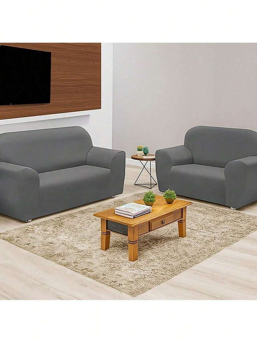 3 And 2-Seater Sofa Cover Kit, King Size GG, Plain, Various Colors, Gel Mesh - 灰色 - 查看 1