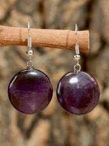 天然紫水晶耳环，二月生辰石，优雅紫色宝石吊坠耳环，饰有刻面珠子，水滴形、几何形和圆形吊坠耳环（天然宝石颜色可能有所不同） - 紫色 - 查看 14