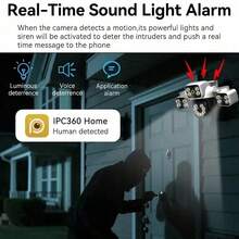 6K 12MP WiFi IP摄像头，三镜头，10倍光学变焦，防水，自动跟踪，云台半球型，安防监控，兼容IPC360Home APP - 黑與白 - 查看 4