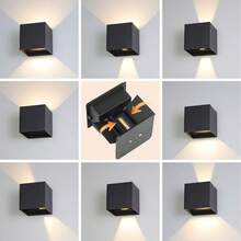 LED Wall Light, Square Up & Down Lighting Outdoor Wall Lamp, Waterproof Porch Light For Home Decor, Suitable For Outdoor Patio/Yard/Garden/Stairway/Street/Living Room/Bedroom/Kitchen/Bathroom/Hallway/Corridor, Choose Material As Needed - Đèn tường LED vuông chống nước - Xem 8
