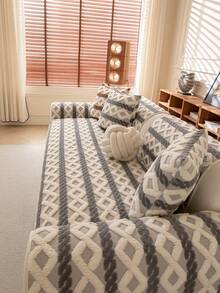 1 pieza Funda de cojín de sofá de felpa gruesa, Cojín de asiento de sofá moderno y simple antideslizante y cálido, Funda de sofá a prueba de polvo y lavable, Suave y resistente a la decoloración, Apta para mascotas, Se ajusta a sofás en forma de L y de 1/2/3/4 plazas, Adecuada para dormitorio, oficina, sala de estar