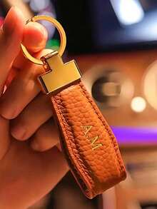 Customized Initial Keychain, Luxury Faux Leather Car Keychain, Customized Name Keychain, Men And Women'S Fashion Accessory, Single, Decorative, Climbing Hook Design, Perfect For Birthday Gifts, , Colorful, Cute, Adorable, Funny, Kawaii, Y2k, Stylish, Unisex, Casual, Custom, Personalized, Unique, Ideal Gifts For Him, Ideal Gifts Junior High School Students