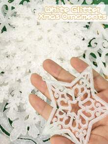 20pcs Christmas Tree Decor Ornaments - Glitter Hanging Decorations Snowflake Christmas Tree Snowman Reindeer Santa Claus Christmas Holiday Home Party Gifts, Christmas Party Background Decoration Hanging Snowflake Christmas Tree Arrangement Glitter Decorations, New Year, Winter Wonderland Party Supplies, Winter Christmas Holiday Decorations, Home Party Supplies. - White - View 5