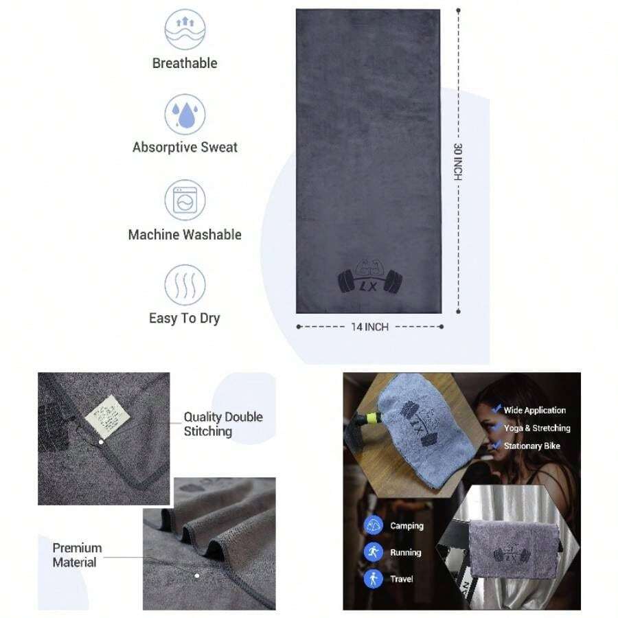 - Paquete de 4 toallas de yoga 14x 30 pulgadas sper suaves, de secado rpido para cuello y cara, toalla de enfriamiento absorbente transpirable para clima clido, yoga, viajes, - 4 piezas: 2 azules y 2 grises - Ver 1