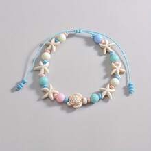 Ocean Style Candy Color Beaded Braided Turtle Starfish Beach Waterproof Wax Thread Anklet - XY-3473 - 查看 4