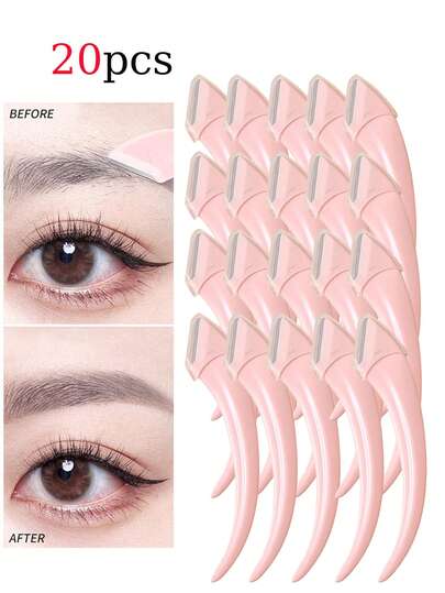 20/10/6/3/1 件套新月形眉毛修剪器，用于修剪眉毛、全身脱毛、剃须、精准去角质，眉毛修剪器，面部剃须刀片，带保护盖的眉毛修剪器刀片和剃刀，用于去除面部和身体毛发，适合旅行，男女通用，适合初学者，美容工具，价格实惠，圣诞礼物，化妆品，化妆工具，便宜好物，礼物，女士礼物，圣诞礼物