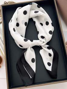 1pc Casual Polka Dot Print 70cm Square Scarf, New Spring/Autumn Bandana For Women, Versatile Waist Belt, Headband, Headwrap, Fashion Neckerchief