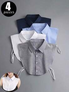4 Pieces/3 Pieces/2 Pieces/1 Piece Multifunctional Professional Style Shirt, With Fake Collar, Square Collar, Pointed Collar And Fake Collar, Suitable For Pairing With Formal Clothing Or Low Collar Jackets. Size Rules, Suitable For Non Obese Body Types, Suitable For Wearing Under 180lbs, Fabric Made Of Soft Polyester Material. - Multicolor - View 12